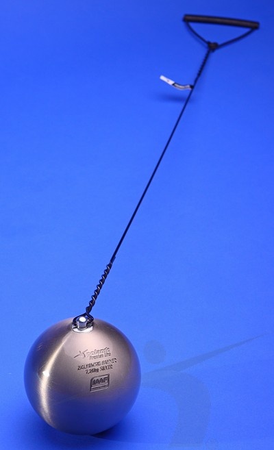 Kladivo soutěžní ocelové – hmotnost 7,26 kg, barva stříbrná, Certifikace WA I-10-0468 ZH-7,26-S