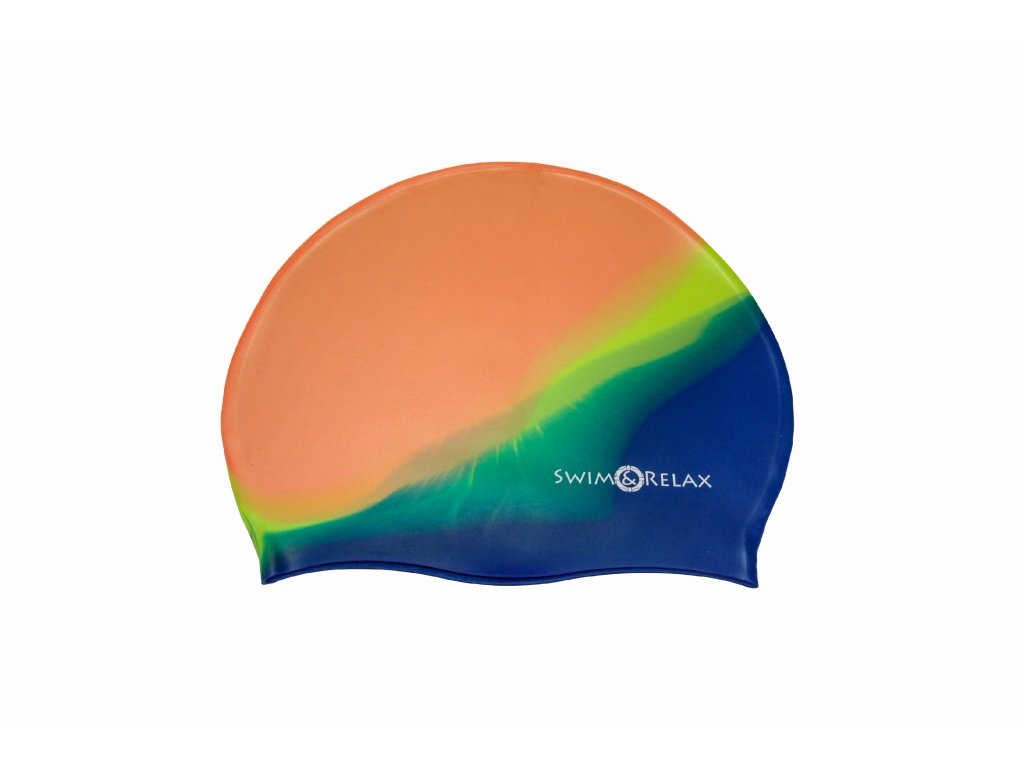 Plavecká čepice MULTICOLOR - oranžová/zelená/modrá