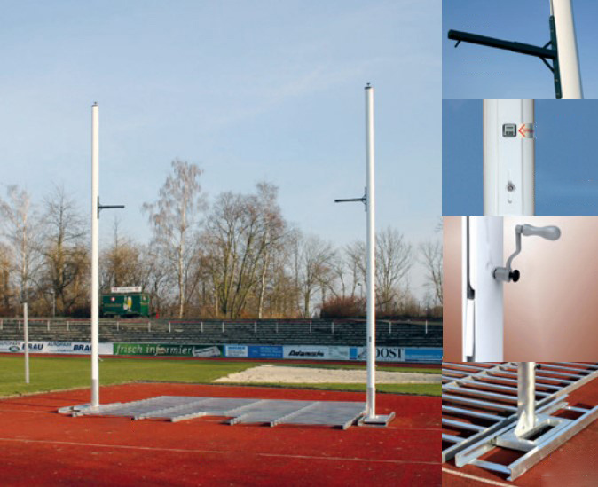 Stojany pro skok o tyči "De Luxe" s nastavením výšky od země 150cm - Certifikace WA