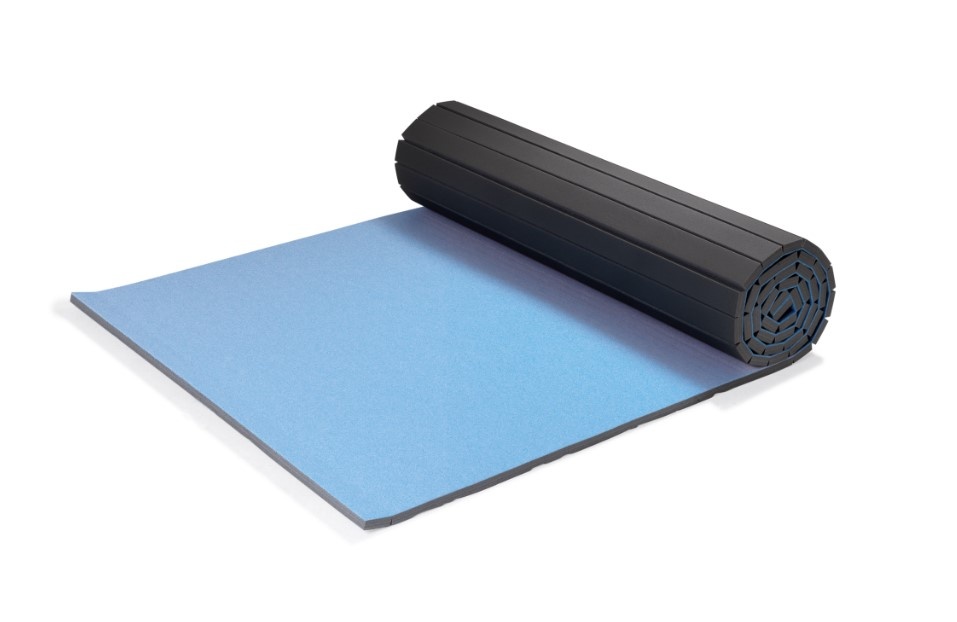 Gymnastický koberec Flexiroll - 12x2 m, 40 mm - modrá
