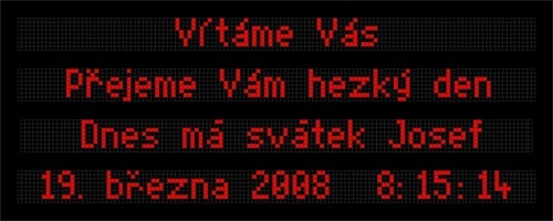 Informační panel čtyřřádkový - rozteč bodů 4,76mm
