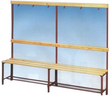 Šatní lavice se stěnou - barva hnědá - 2000 x 430 x 450mm