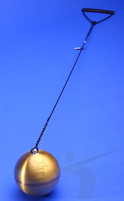 Kladivo soutěžní ocelové – hmotnost 7,26 kg, barva zlatá, Certifikace WA I-10-0467 ZH-7,26-G