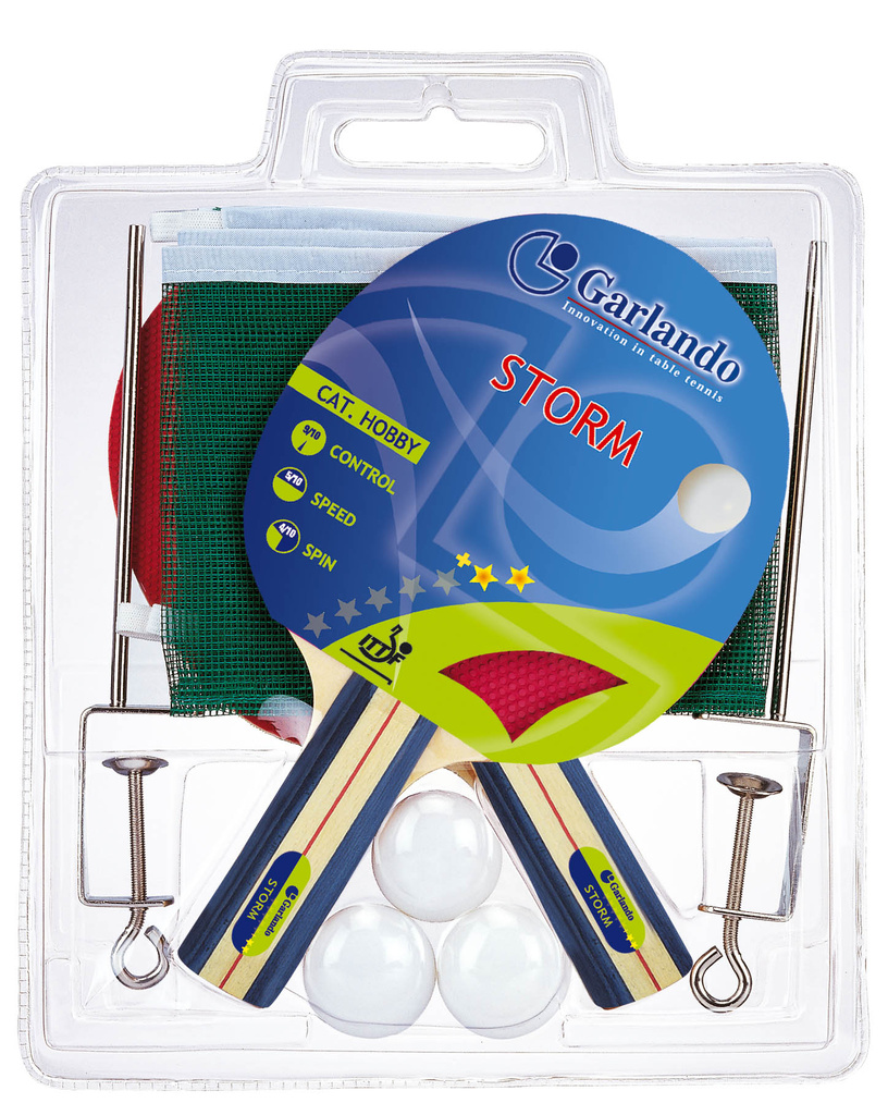 Sada pálek Storm PLUS na stolní tenis, 2 pálky Storm**+, 3 míčky a síťka, schváleno ITTF