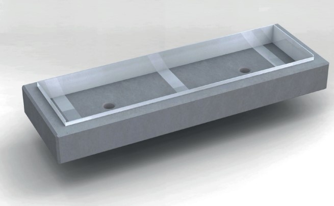 Základový rám 122 x 30 x 10cm pro odrazové břevno soutěžní v betonovém bloku