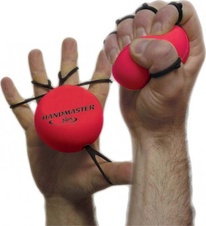 Posilovač prstů Handmaster Plus - střední - barva červeno černá